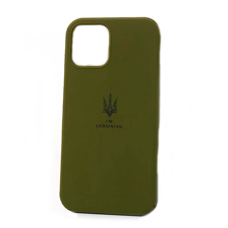 Чохол-накладка Apple Sillicon Case Soft for iPhone 14 Pro Тризуб Dark Green