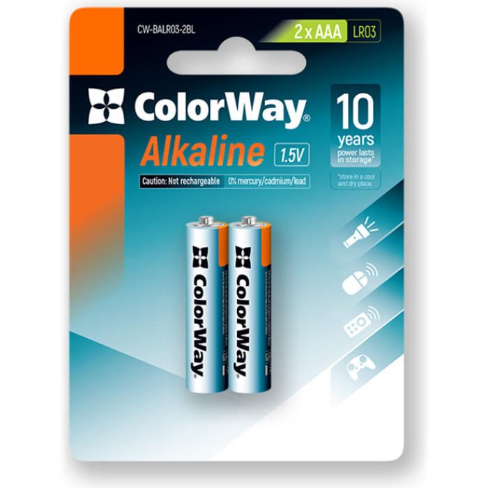 Батарейка ColorWay AAA bat Alkaline Power 2шт (CW-BALR03-2BL)