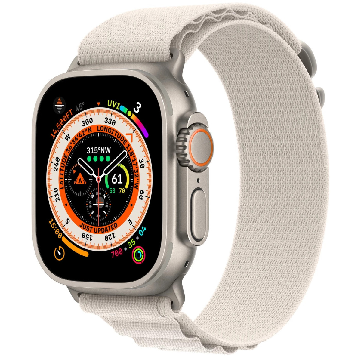 Смарт-годинник Apple Watch Ultra GPS + Cellular 49mm Titanium Case with Starlight Alpine Loop - Small (MQEY3/MQFQ3)