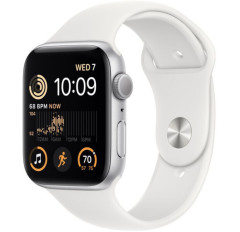 Смарт-годинник Apple Watch SE 2 44mm Silver Aluminum Case with White Sport Band S/M (MNTH3)