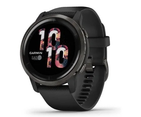 Смарт-годинник Garmin Venu 2 Slate Stainless Steel Bezel with Black Case and Silicone Band (010-02430-11/01)