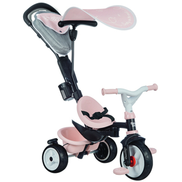Дитячий велосипед Smoby Бебі Драйвер з козирком та багажником Рожевий (741501)