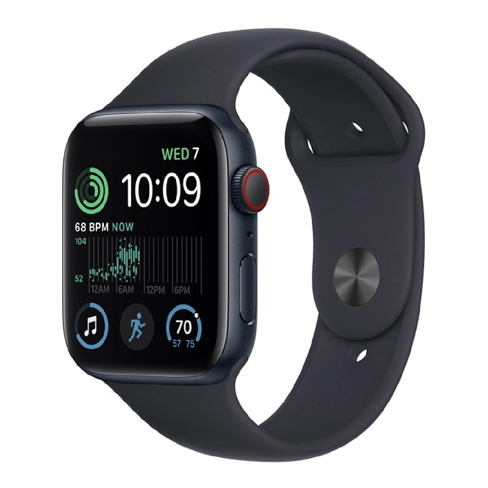 Смарт-годинник Apple Watch SE 2 GPS + Cellular 44mm Midnight Aluminum Case with Midnight Sport Band (MNPY3, MNU03, MNTY3)