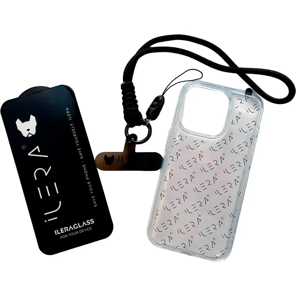 Чехол-накладка iLera for iPhone 14 Pro Max Go Ice Case with Hand stripe + Glass (iLGoHnd14PrMx)