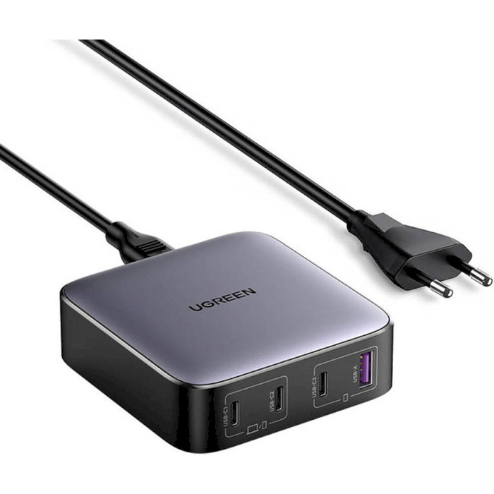 Зарядний пристрій Ugreen CD328 GaN 100W 1xUSB-A 3-USB-C PD3.0 QC4.0 Wall Charger Gray (90928)