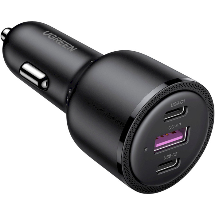 Зарядное устройство Ugreen CD239 69W 2xUSB Type-C PD + USB-A Fast Car Charger Black (20467)