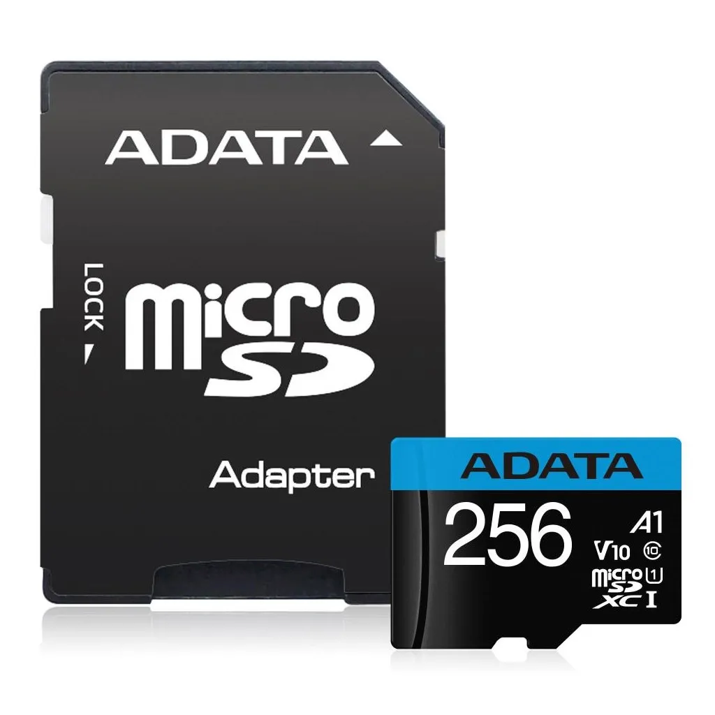 Карта пам'яті  ADATA 256 GB microSDXC UHS-I Premier A1 + SD adapter AUSDX256GUICL10A1-RA1