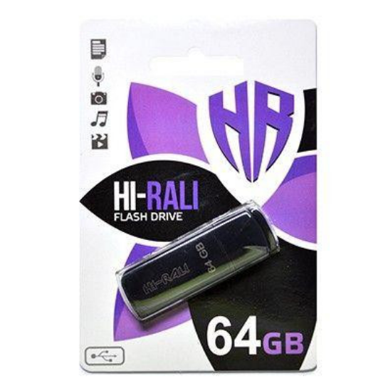 Флеш пам'ять USB Hi-Rali 64 GB Taga Series USB 2.0 Black (HI-64GBTAGBK)