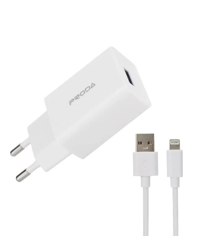 Зарядное устройство Proda PD-A43i USB 2.4A + cable USB Lightning White