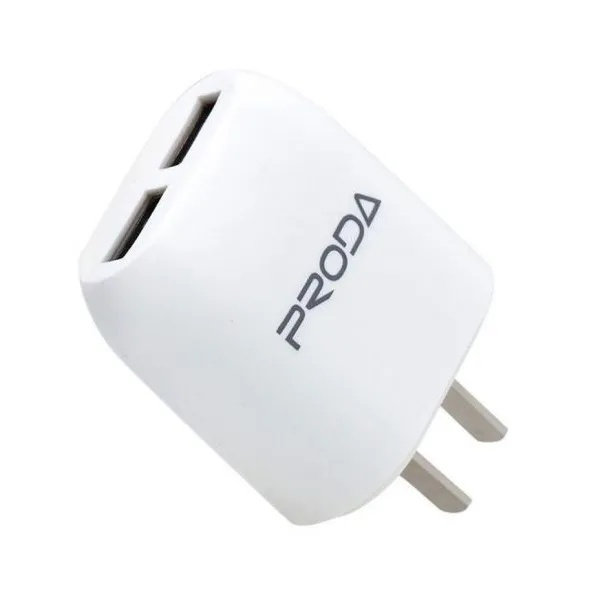 Зарядное устройство Proda RP-U21 Flat 2USB 2.1А 220V вилка Тип А CN White (2000700002531)