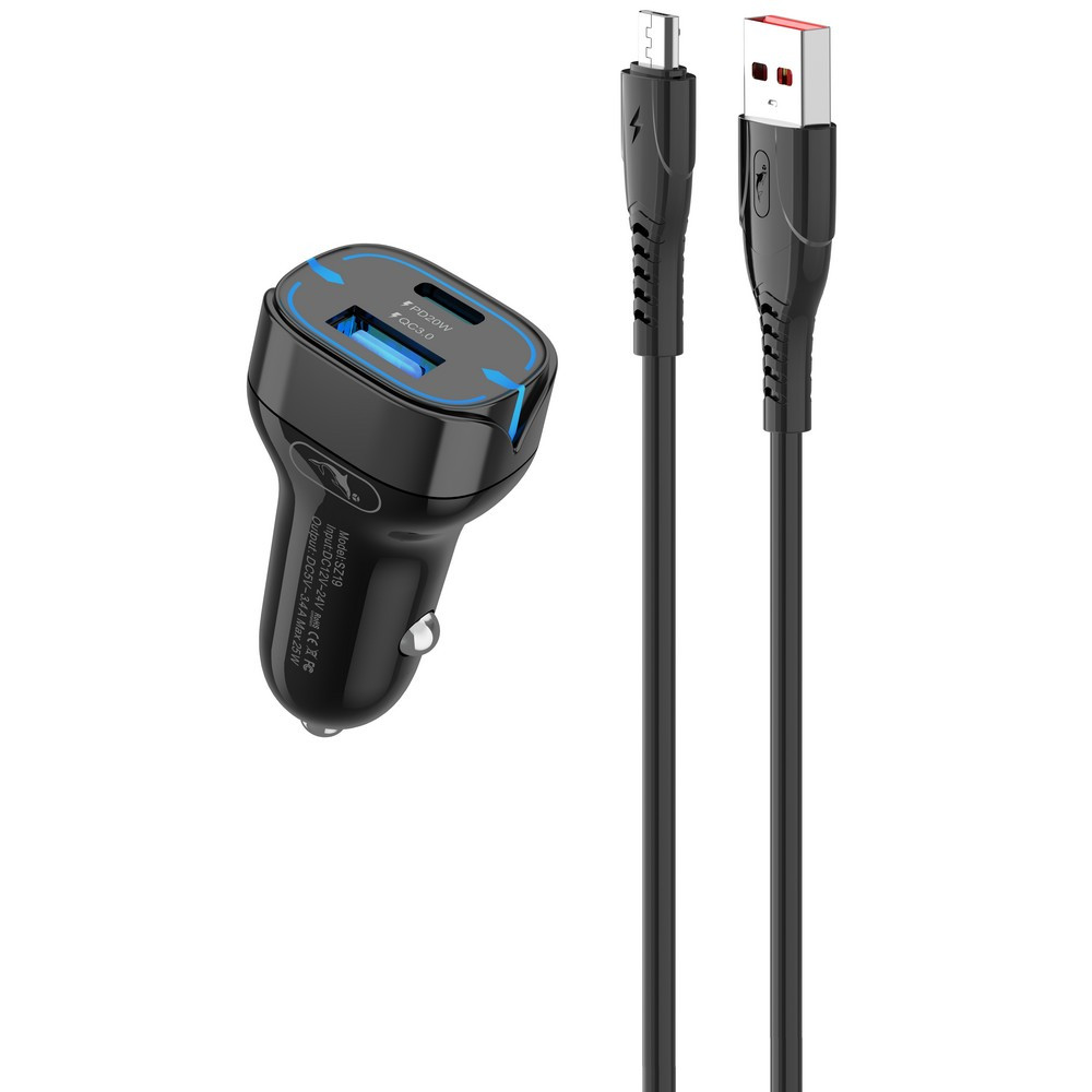 Зарядний пристрій SkyDolphin SZ19V PD 20W + QC3.0 20W Black (AZP-000105) + cable microUSB