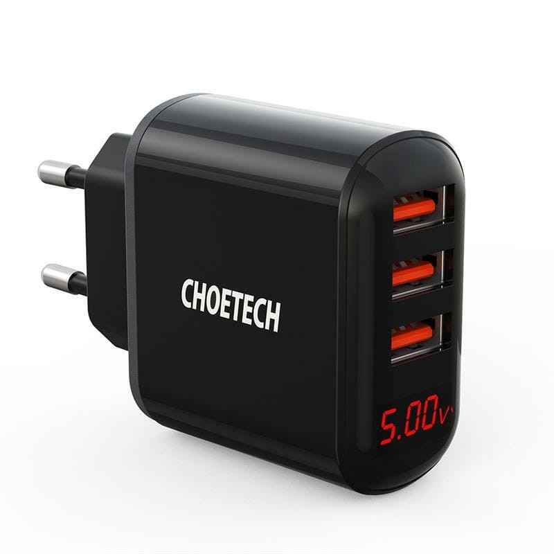 Зарядний пристрій Choetech (3USBх2.4A) Black (Q5009-EU)