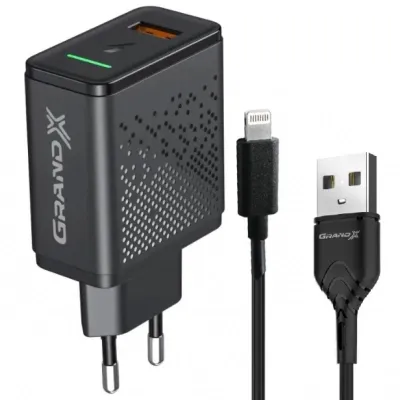 Зарядний пристрій Grand-X Fast Charge 3-в-1 QC3.0, FCP, AFC, 1хUSB, 18W (CH-650L)