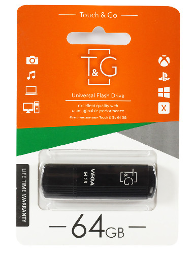 Флеш память USB T&G 64 GB 121 Vega series Black (TG121-64GBBK)