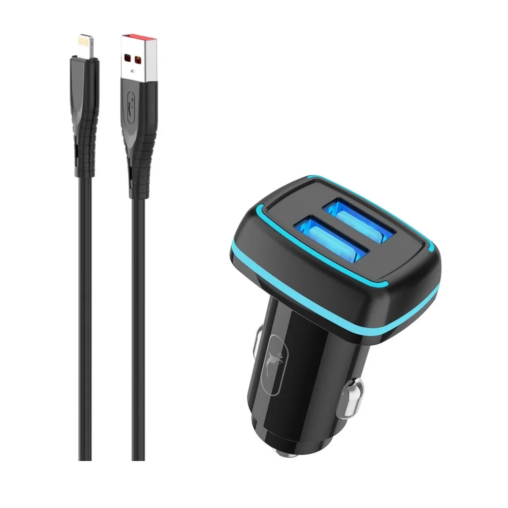 Зарядний пристрій SkyDolphin SZ18L 2USB, 3.4A Black (AZP-000099) + cable Lightning