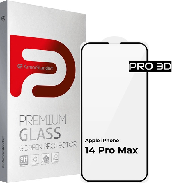 Захисне скло Armorstandart Pro for Apple iPhone 14 Pro Max Black, 3D (ARM66356)