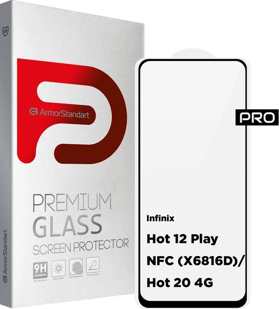 Защитное стекло Armorstandart Pro for Infinix Hot 12 Play NFC (X6816D)/Hot 20 4G (X6826) Black (ARM63370)