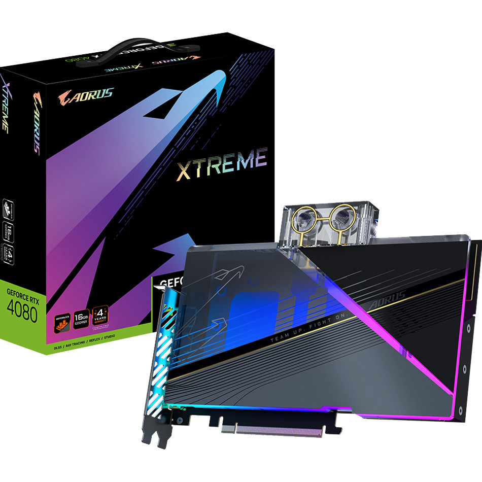Видеокарта Gigabyte AORUS GeForce RTX 4080 16GB XTREME WATERFORCE (GV-N4080AORUSX W-16GD)