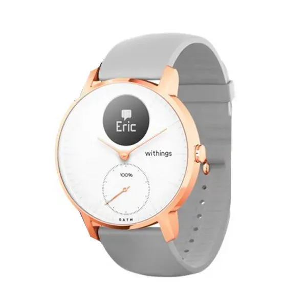 Смарт-часы Withings Steel HR Watch 36mm White/Rose Gold with Grey Silicone Band (HWA03b-36white-RG-S.Grey)