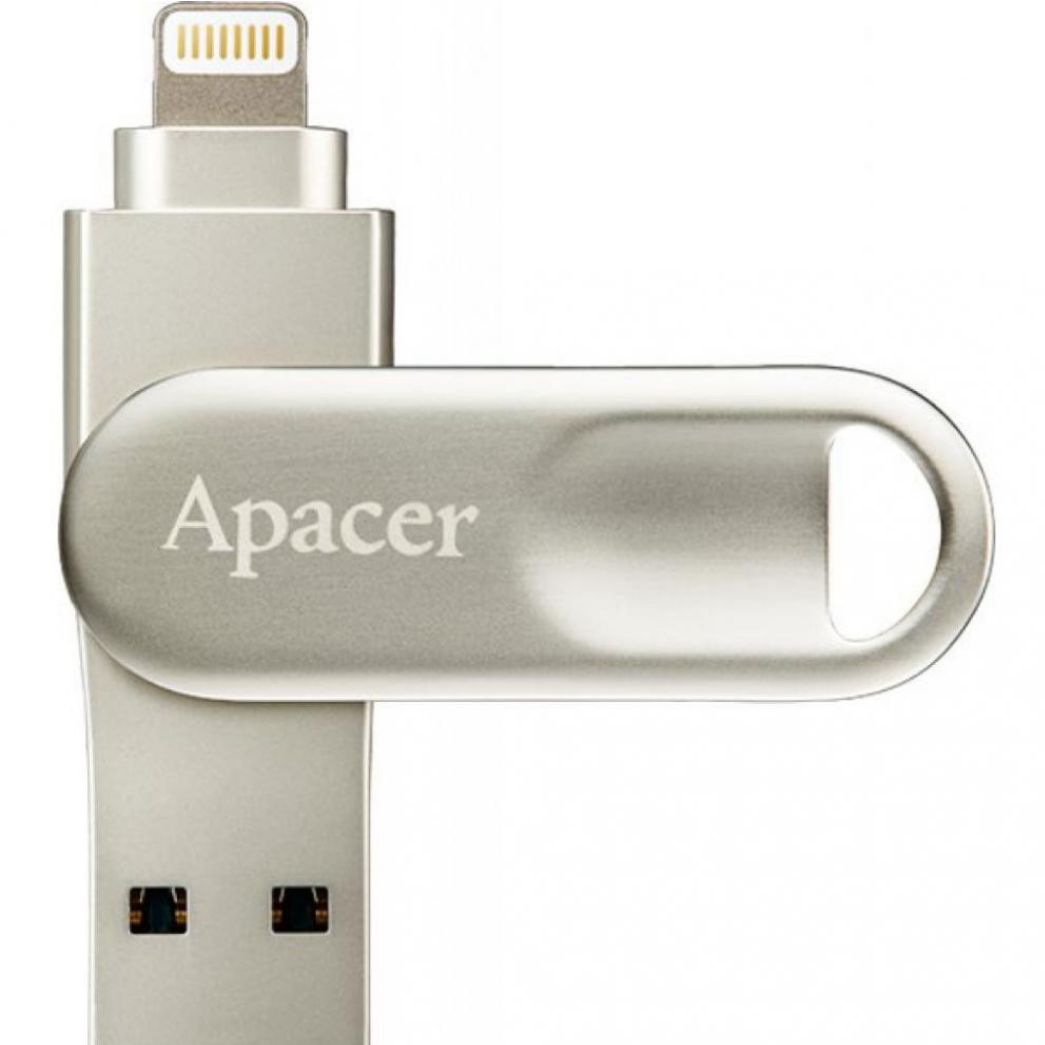 Флеш пам'ять USB Apacer AH790 Dual Lightning 64GB Silver