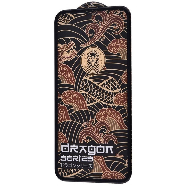 Защитное стекло iPhone Xr/11 FULL SCREEN KAIJU GLASS Dragon Series Black