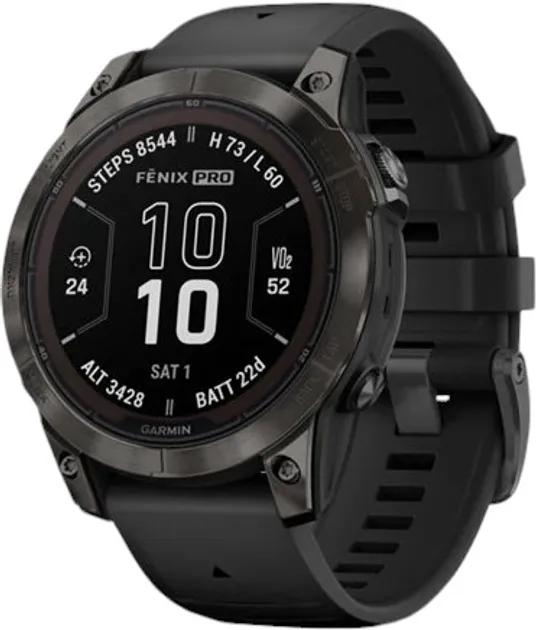 Смарт-часы Garmin Fenix 7 Pro Sapphire Solar Carbon G. DLC Tit. with Black Band (010-02777-10/11)