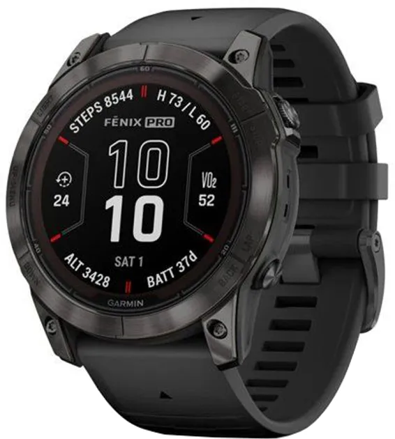 Смарт-часы Garmin Fenix 7X Pro Sapphire Solar Carbon G. DLC Tit. with Black Band (010-02778-10/11)