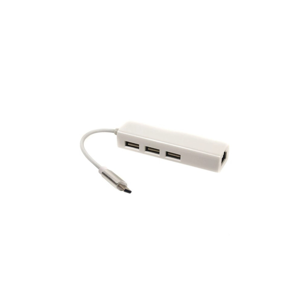 USB Хаб USB 3.1 Type-C to 3 port USB 2.0 + Ethernet PowerPlant (CA910397)
