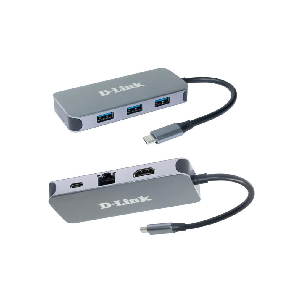 USB Хаб D-Link 3xUSB3.0, 1xUSB-C/PD, 1xHDMI 1.4b, 1xGE, USB-C (DUB-2335)