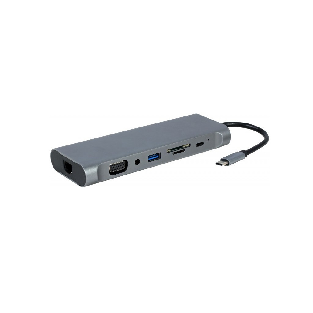 USB Хаб Cablexpert USB-C 8-in-1 USB3.0/HDMI/DP/VGA/PD/CR/1Gbit/audio (A-CM-COMBO8-01)