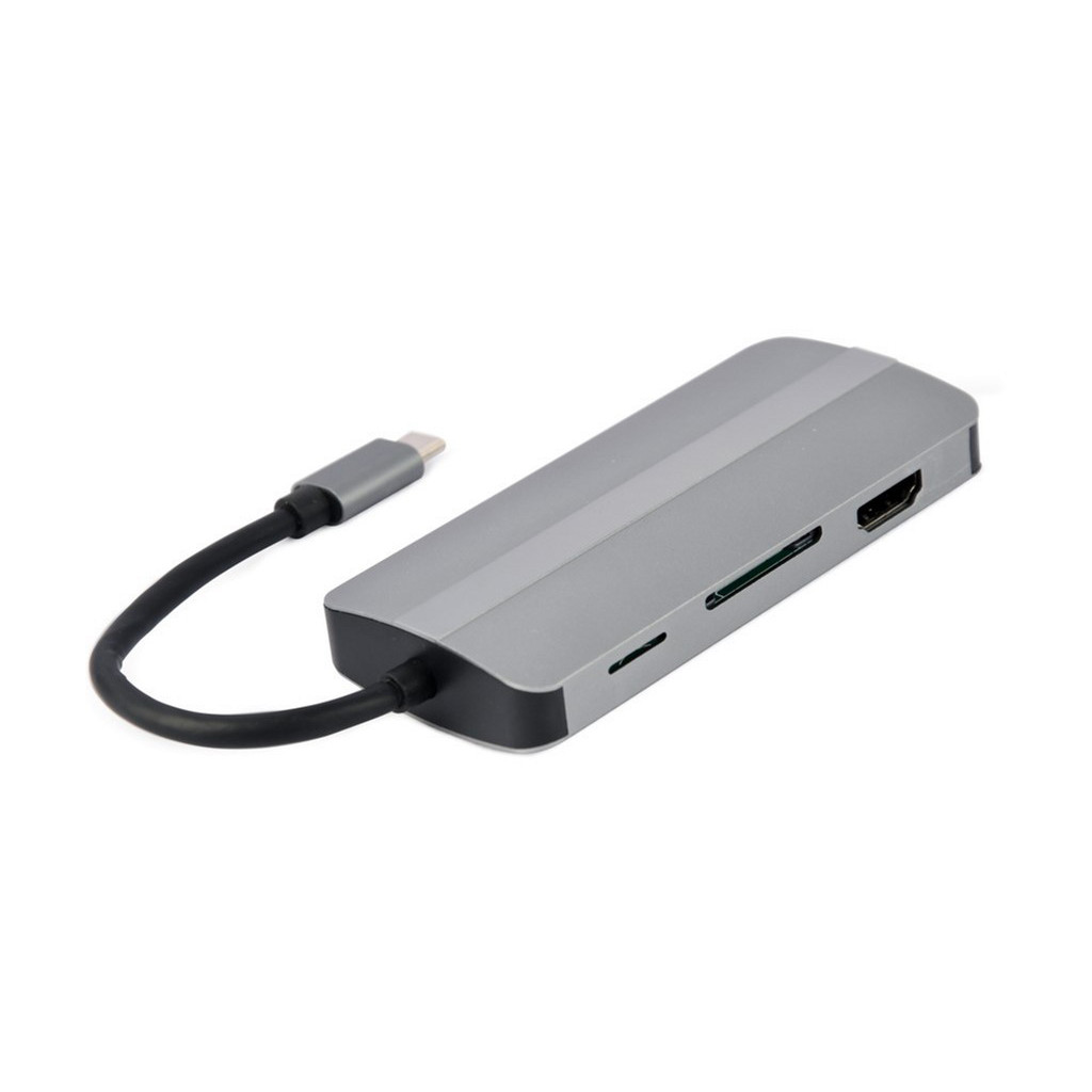 USB Хаб Cablexpert USB-C 8-in-1 (USB hub 3.0/HDMI//VGA/PD/CR/stereo audio) (A-CM-COMBO8-02)