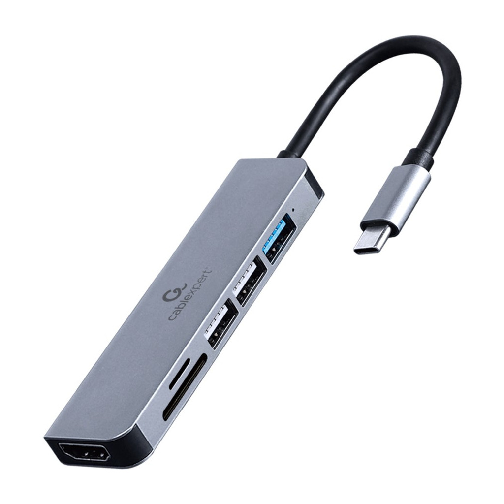 USB Хаб Cablexpert USB-C 6-in-1 (hub/HDMI/CR) (A-CM-COMBO6-02)