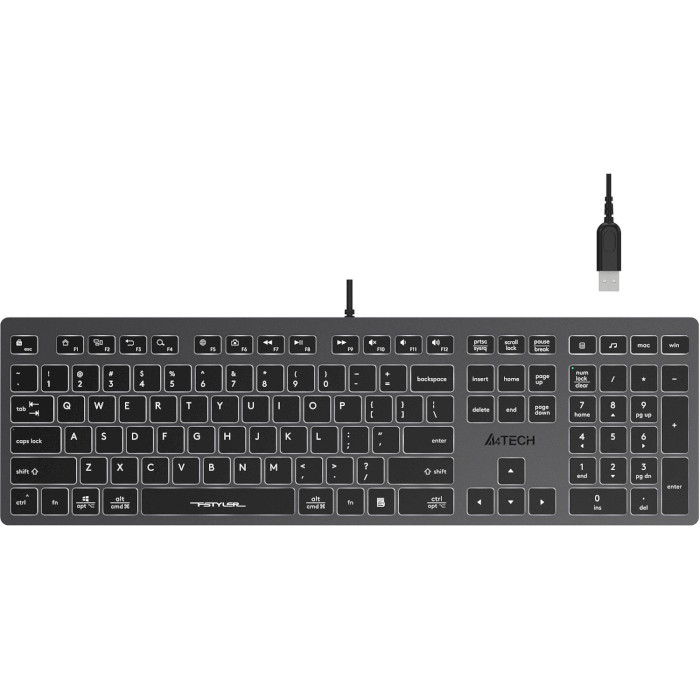 Клавіатура A4Tech FX60H USB Grey White backlit