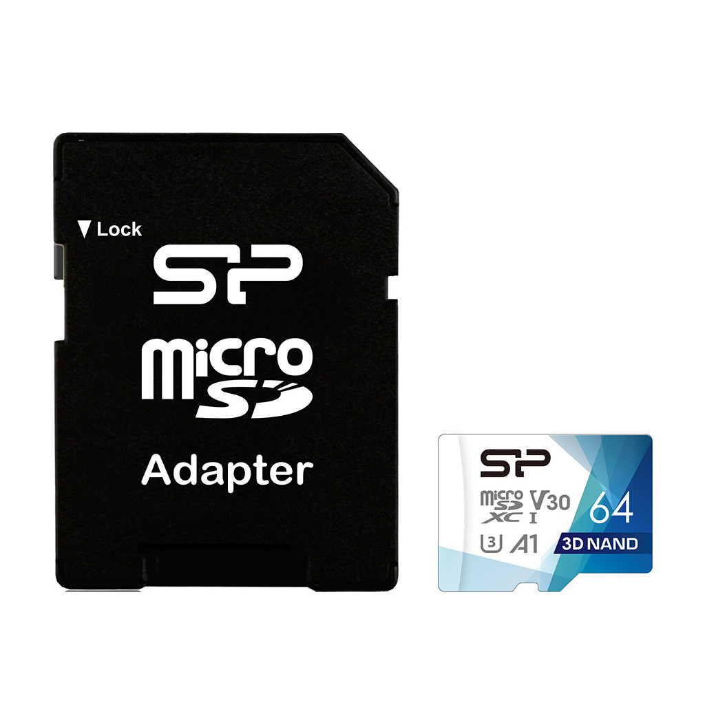 Карта пам'яті  Silicon Power 64Gb microSDXC U3 A1 V30 Superior Color 100R/80W + adapter (SP064GBSTXDU3V20AB)