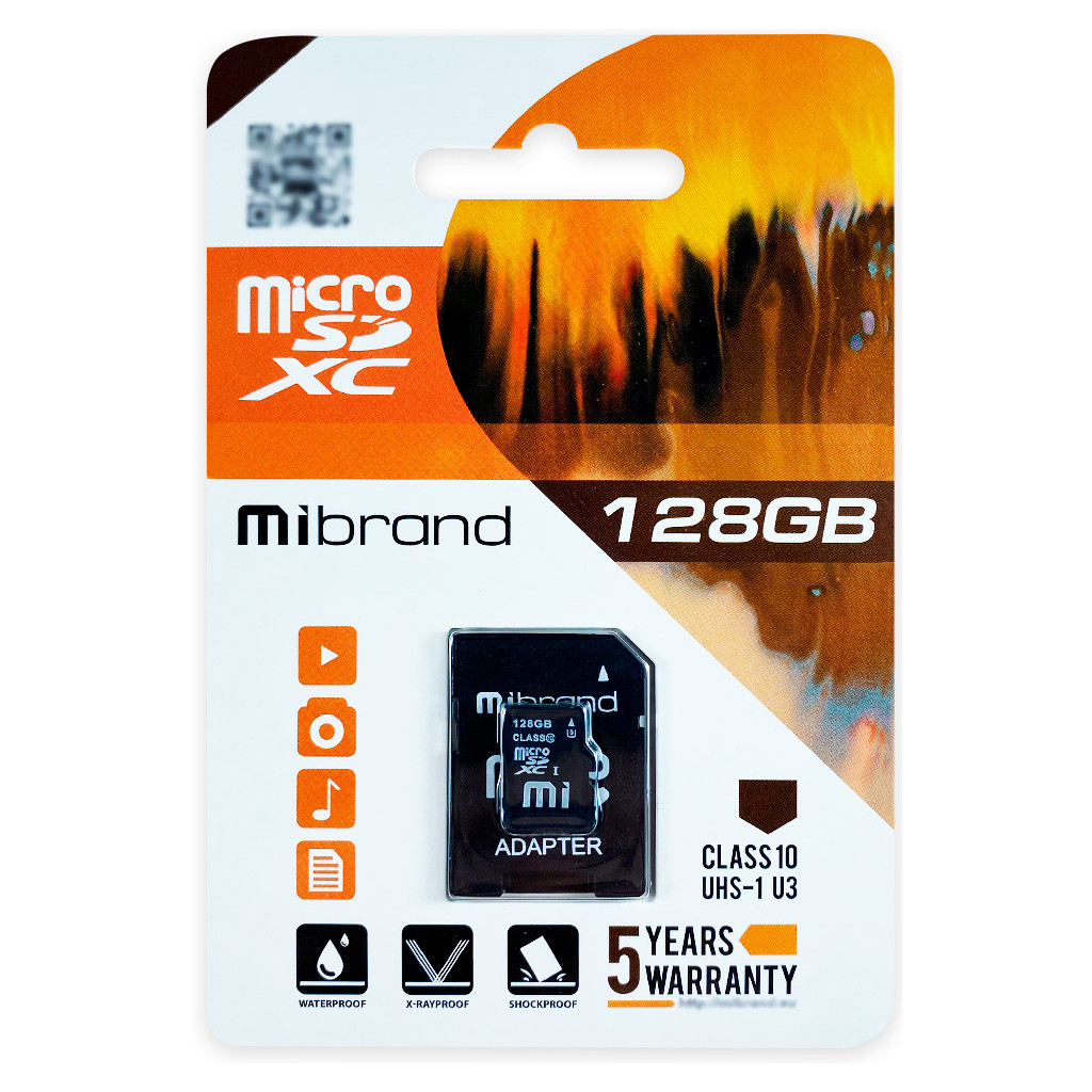 Карта пам'яті  Mibrand 128GB microSDXC UHS-I U3 + SD-adapter (MICDHU3/128GB-A)