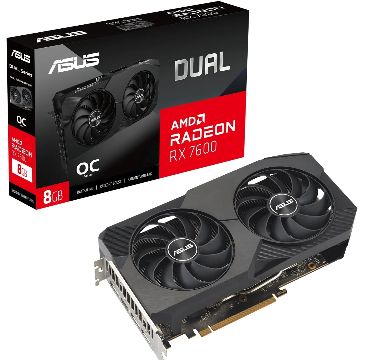 Видеокарта ASUS Radeon RX 7600 8Gb DUAL OC (DUAL-RX7600-O8G-V2)