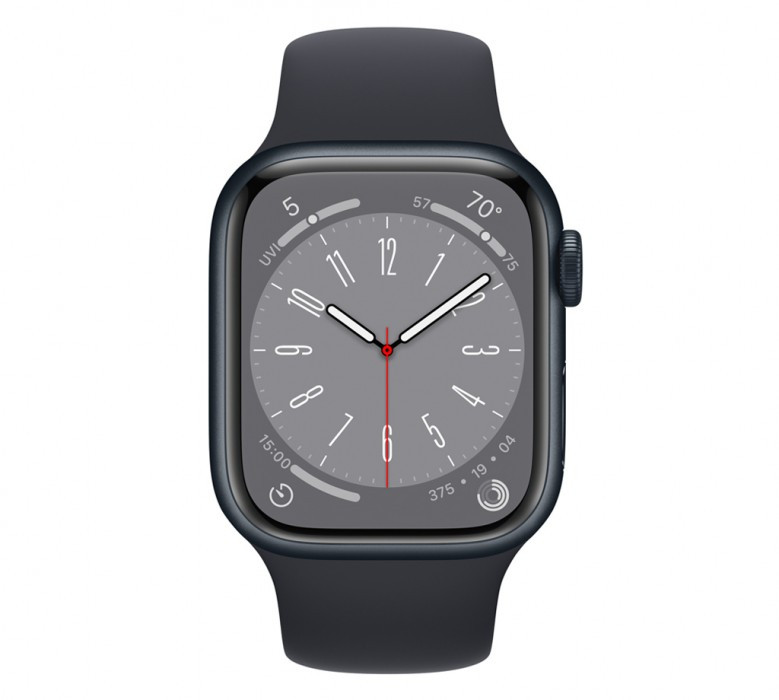 Смарт-часы Apple Watch 8 GPS 41mm Midnight Aluminium Case with Midnight Sport Band - Regular S/M (MNP53UL/A)