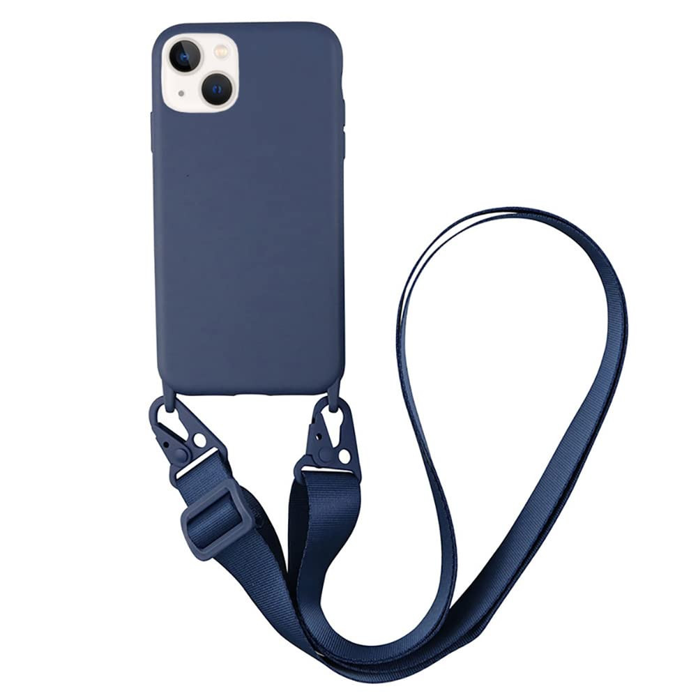 Чехол-накладка Silicone Case iPhone 14 Pro Max with a shoulder strap Dark Blue