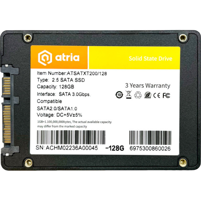 SSD накопичувач ATRIA XT200 128 GB (ATSATXT200/128)
