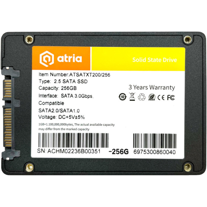 SSD накопитель ATRIA XT200 256 GB (ATSATXT200/256)