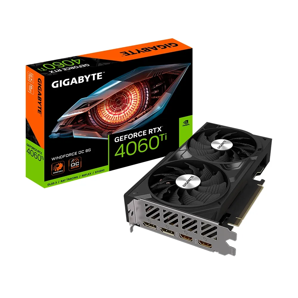 Відеокарта Gigabyte GeForce RTX 4060 Ti WINDFORCE OC 8G (GV-N406TWF2OC-8GD)