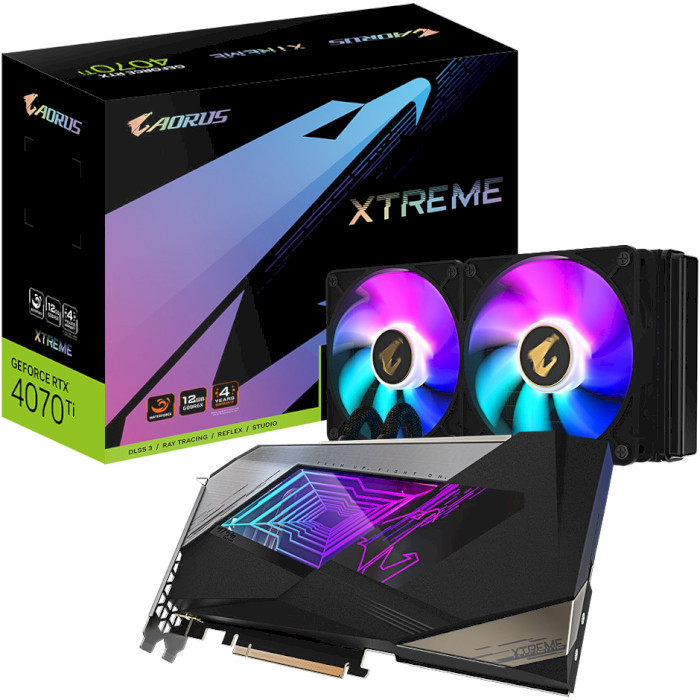 Видеокарта Gigabyte AORUS GeForce RTX 4070 Ti 12GB XTREME WATERFORCE (GV-N407TAORUSX W-12GD)