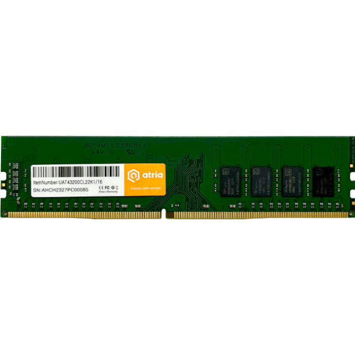 Оперативна пам'ять ATRIA 16 GB DDR4 3200 MHz (UAT43200CL22K1/16)