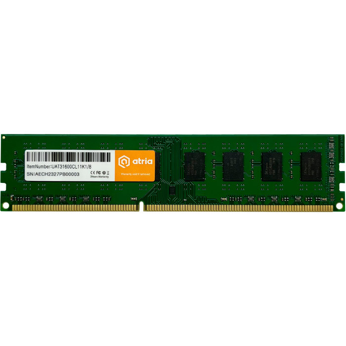 Оперативна пам'ять ATRIA 8 GB DDR3 1600 MHz (UAT31600CL11K1/8)