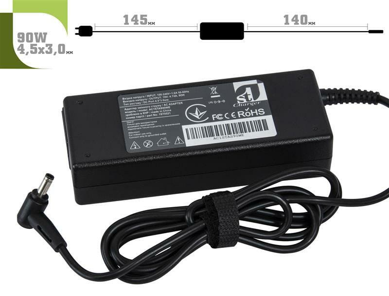 Блок живлення 1StCharger for laptop Asus 19V 90W 4.74A 4.5х3.0mm + каб.пит. (AC1STAS90WE)