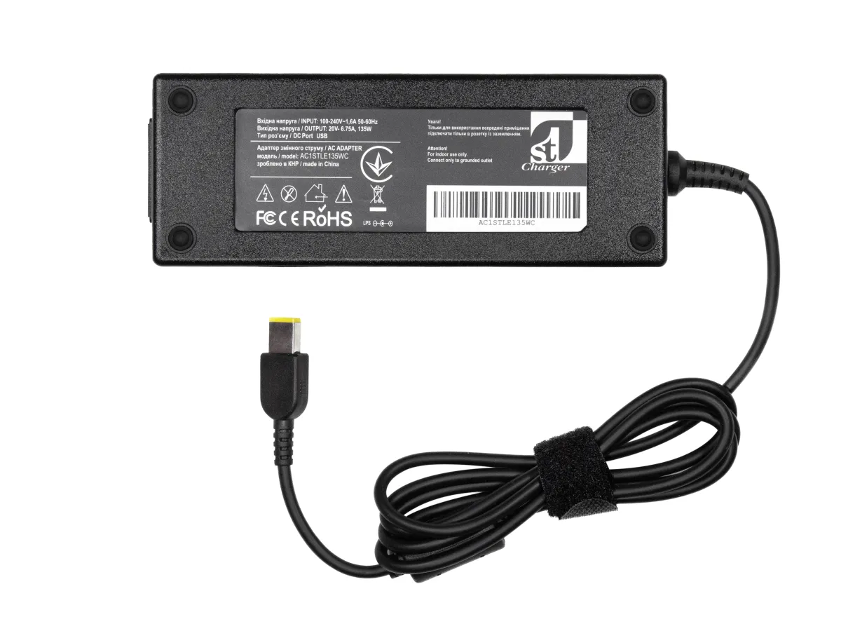 Блок питания 1StCharger for laptop Lenovo 20V 135W 6.75A Square (AC1STLE135WC)