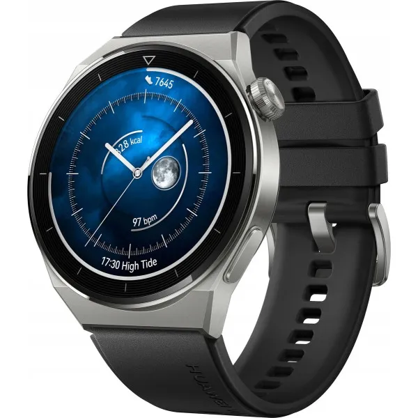 Смарт-часы Huawei Watch GT 3 Pro (ODN-B19) Light Titanium Case Black Fluoroelastomer Strap