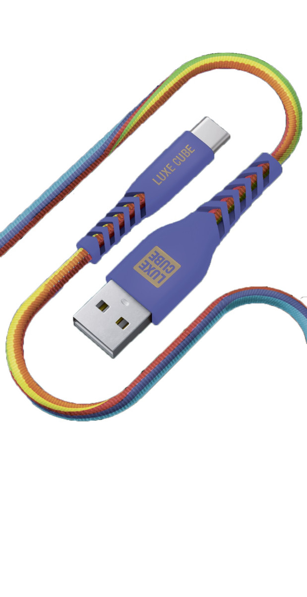 Кабель USB Luxe Cube Kevlar USB-USB Type-C, 1.2m, Rainbow (4826896894365)