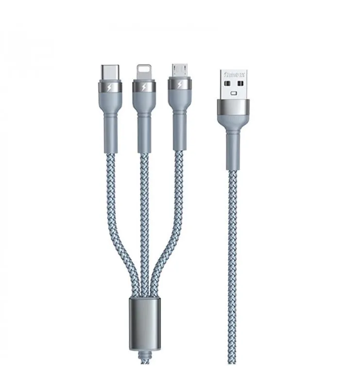 Кабель USB Remax Jany Series 3в1 USB to Type-C/Lightning/Micro-USB Silver (RC-124TH)