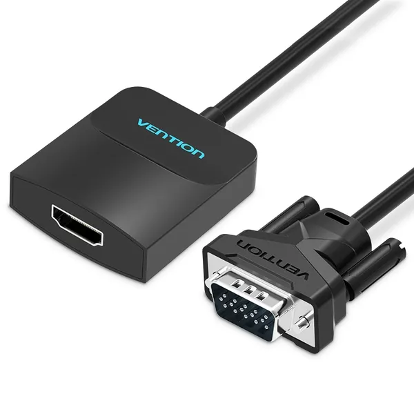 Адаптер і перехідник Vention VGA to HDMI Converter with Female Micro USB and Audio Port 0.15m Black (ACNBB)